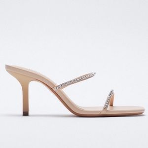 Nude sparkly heels